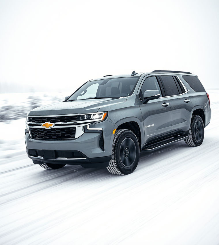 Gray Chevy Suburban Z71 on a snow-covered Colorado road